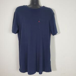 True Religion Men's Tee Large Navy Blue Embroidered Horseshoe Logo Crewneck Long